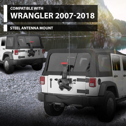 G-PLUS Steel CB Antenna Spare Tire Mount Bracket, Compatible with Jeep Wrangler JK & JKU 2007-2018
