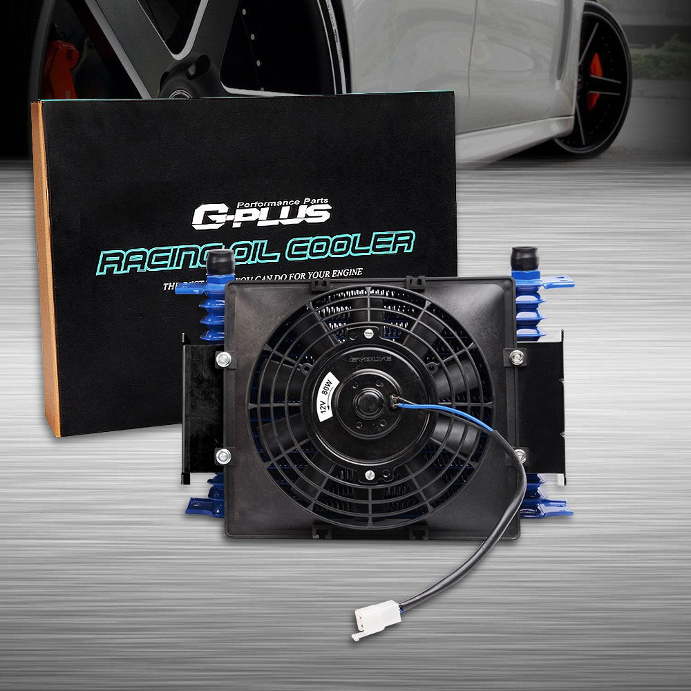 15 Row 10AN-10AN Universal Aluminum Engine Transmission Oil Cooler +7" Engine Cooling Fan
