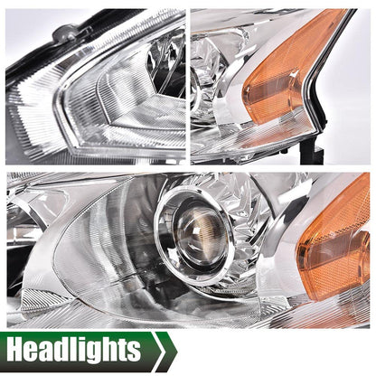 G-PLUS Headlights Assembly Compatible With 2013 2014 2015 Nissan Altima 4-Door Sedan OE Style Automotive Halogen Model Headlamps Chrome Housing 2PCS,faros delanteros