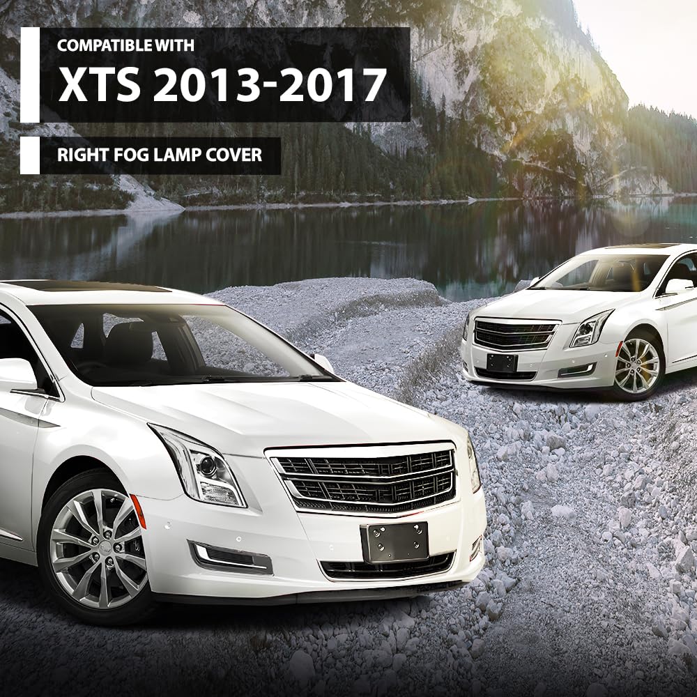 G-PLUS RH Right Fog Light Cover Compatible with Cadillac XTS 2013-2017 GM1039153, 20901631 Chrome Black