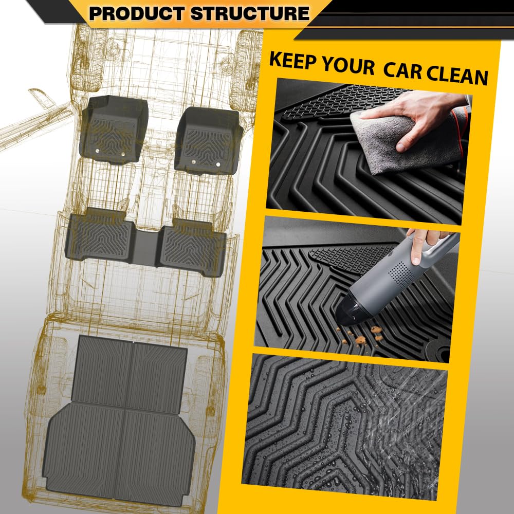 Floor Mat Liner Fit Nissan Kicks 2018 2019 2020 2021 2022 2023 2024 All Weather Full Cover Protection TPE Floor Cargo Liners 1st & 2nd Row 3PCS Black, alfombras para carro