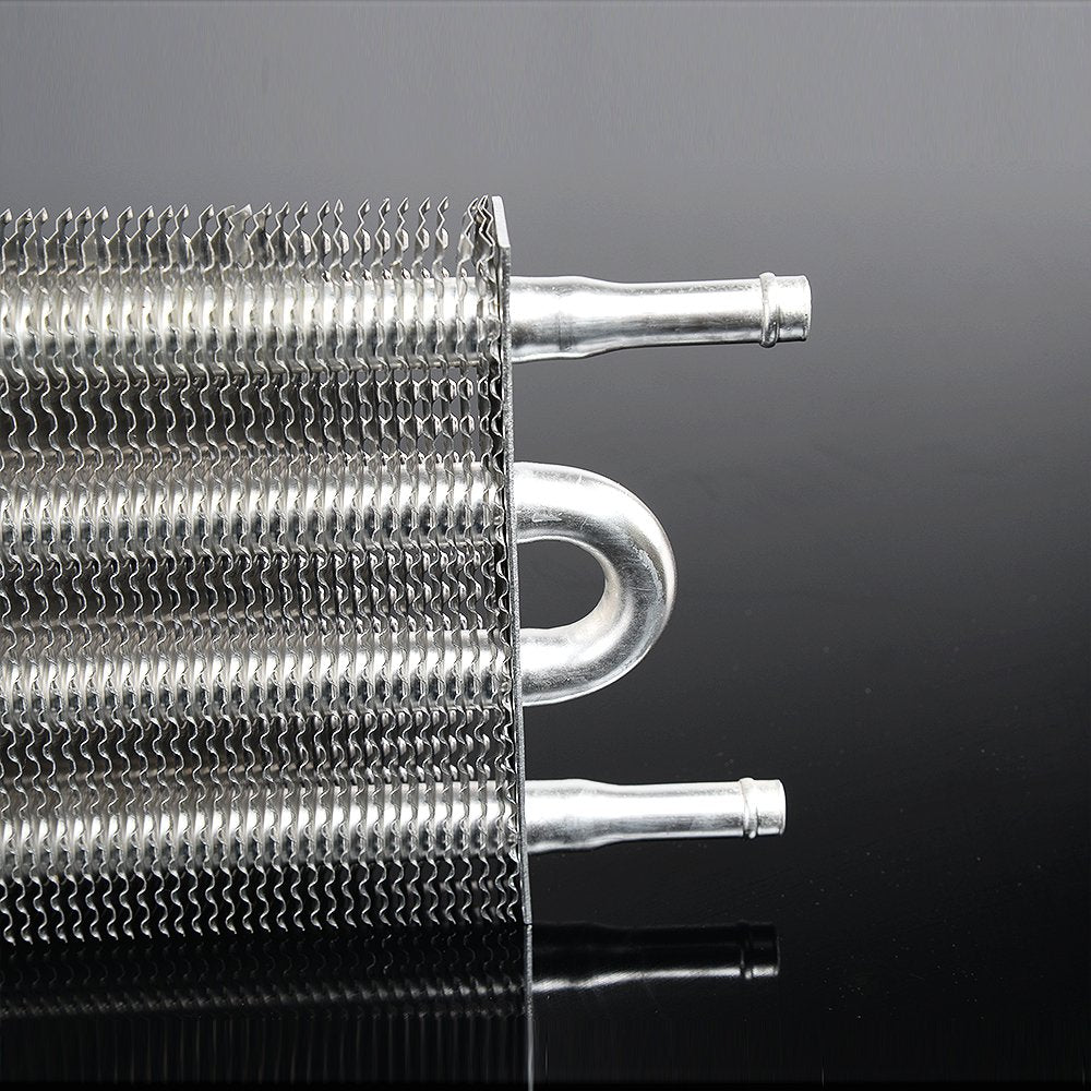 G-PLUS 4 Row AN6 Radiator Remote Aluminum Transmission Racing Oil Cooler + Oil Hose Mounting Kit Universal For Cars Trucks Silver