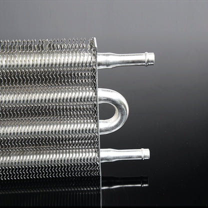 G-PLUS 4 Row AN6 Radiator Remote Aluminum Transmission Racing Oil Cooler + Oil Hose Mounting Kit Universal For Cars Trucks Silver