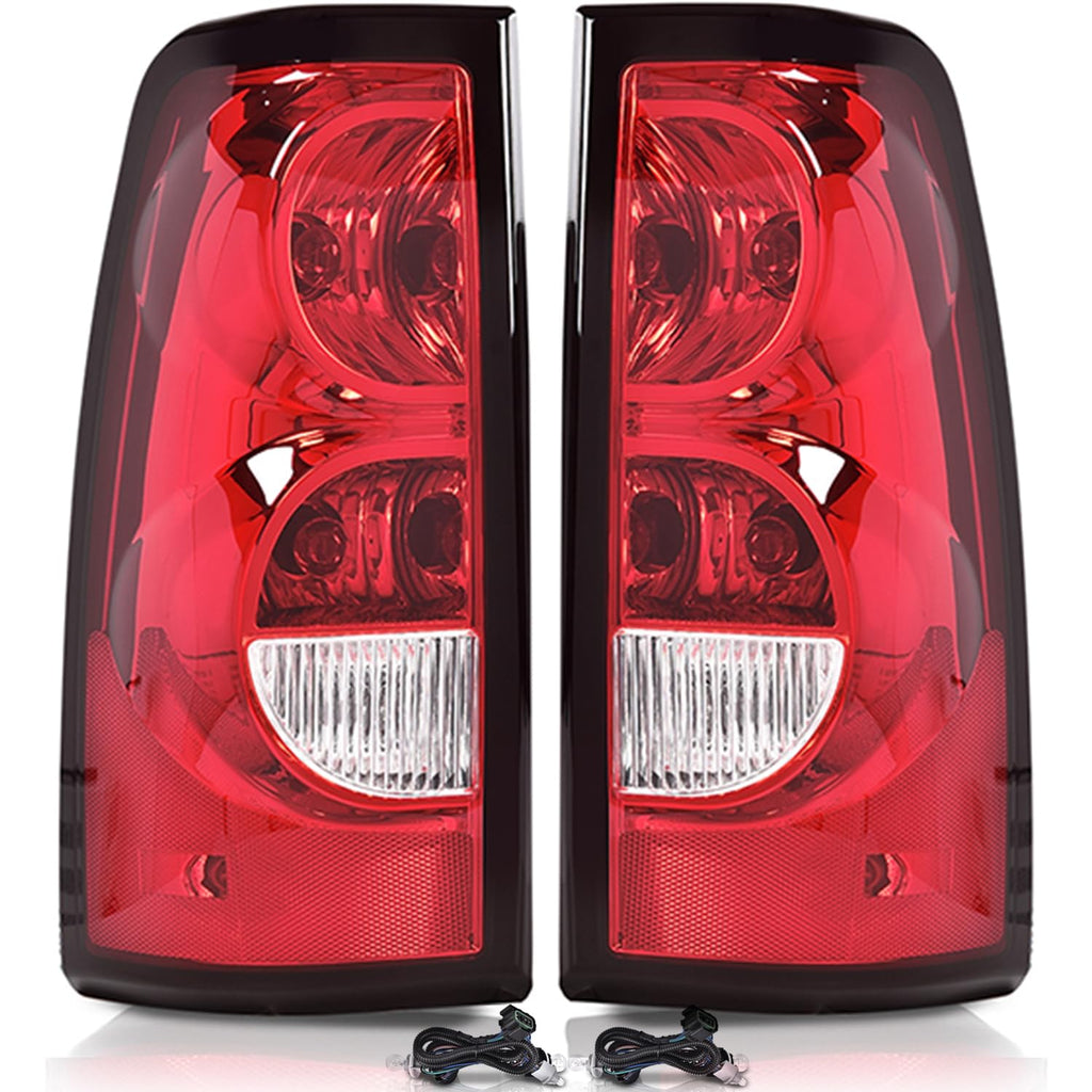G-PLUS Rear Tail Lights w/Wiring Harness Compatible with Chevy Silverado 3500 2004-2006 Rear Lamps Left & Right Luces Traseras, Faros Traseros GM2800161 GM2801161 Brake Lamps Assembly