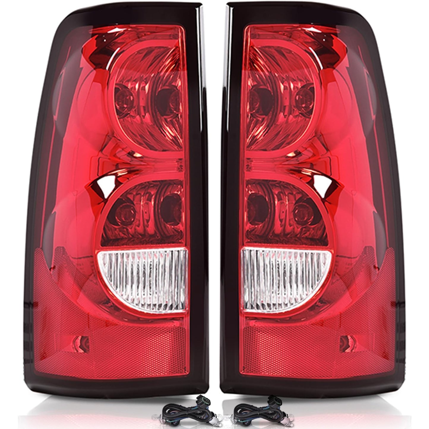G-PLUS Tail Lights w/Wiring Harness Compatible with Chevy Silverado 3500 2004-2006 Rear Tail Lamps Left Driver & Right Passenger Luces Traseras Rear Brake Lamps Assembly Faros Traseros