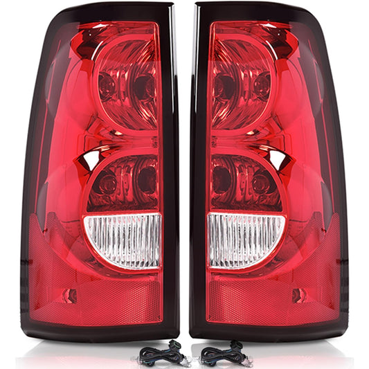 G-PLUS Tail Lights w/Wiring Harness Compatible with Chevy Silverado 3500 2004-2006 Rear Tail Lamps Left Driver & Right Passenger Luces Traseras Rear Brake Lamps Assembly Faros Traseros