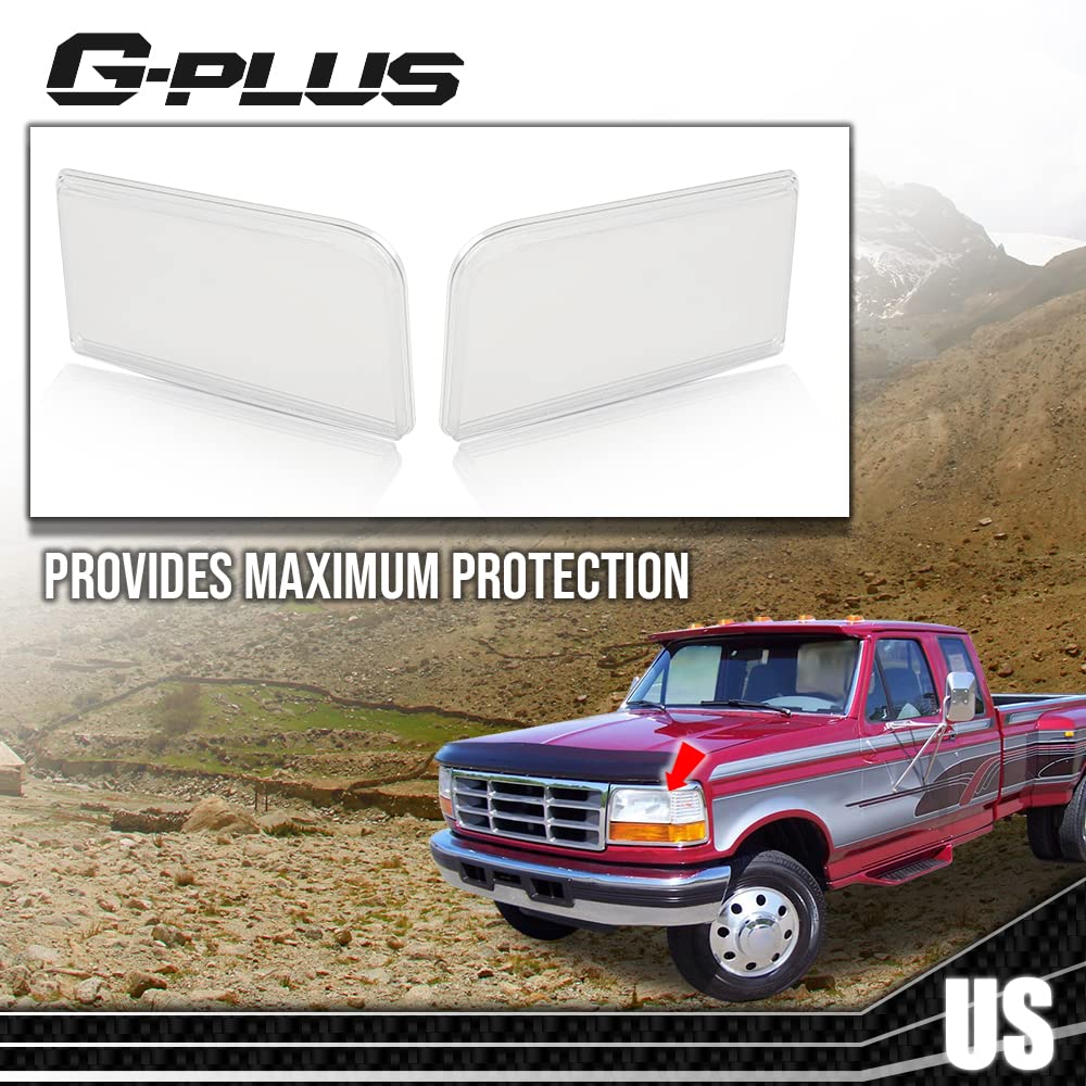 G-PLUS Headlights w/Corner Signal Bumper Lamps 6pc Compatible with 1992-1996 Bronco 1992-1996 F150 F2TZ13008A, F2TZ13008B