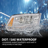 G-PLUS LED Bar Plank Style Headlights Fit for Dodge Ram 1500 2500 3500 2013-2018 Projector Headlamp,Fit Models w/Dual Beam& Quad Beam Models,Clear Lens Chrome Housing Amber Reflector