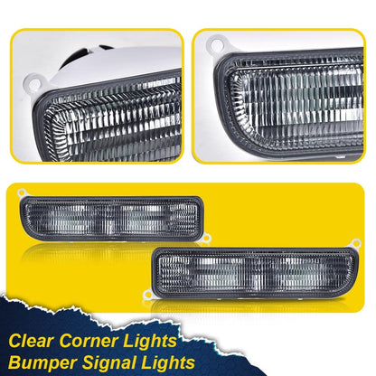 G-PLUS Corner Lights & Bumper Signal Lights Compatible with 1997-2001 Jeep Cherokee XJ,4 Pieces (Smoky lens Chrome Housing Amber Reflector)