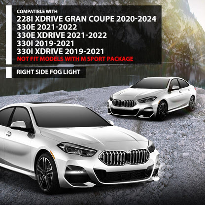 G-PLUS Fog Light Assembly Right Side Compatible with BMW 228i xDrive Gran Coupe / 330e / 330e xDrive / 330i / 330i xDrive 2019-2024,Not Fit Models With M Sport Package BM2593158,63177433788 White