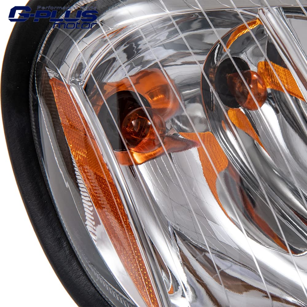 G-PLUS Headlights Assembly, Compatible with 2005-2012 Freightliner Columbia Models Right Bumper Headlamps, Smoky Lens Chrome Housing Amber Reflector