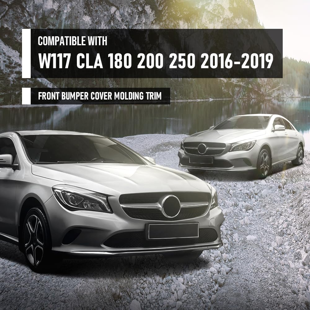 G-PLUS Front Bumper Cover Molding Trim Compatible with Benz W117 CLA Class 2016-2019 1178854900, 1178855000 Silver