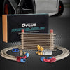G-PLUS 10 Row Thermostat Adaptor Engine Transmission Oil Cooler Kit Universal Aluminum Oil cooler For CAR/TRUCK Gold