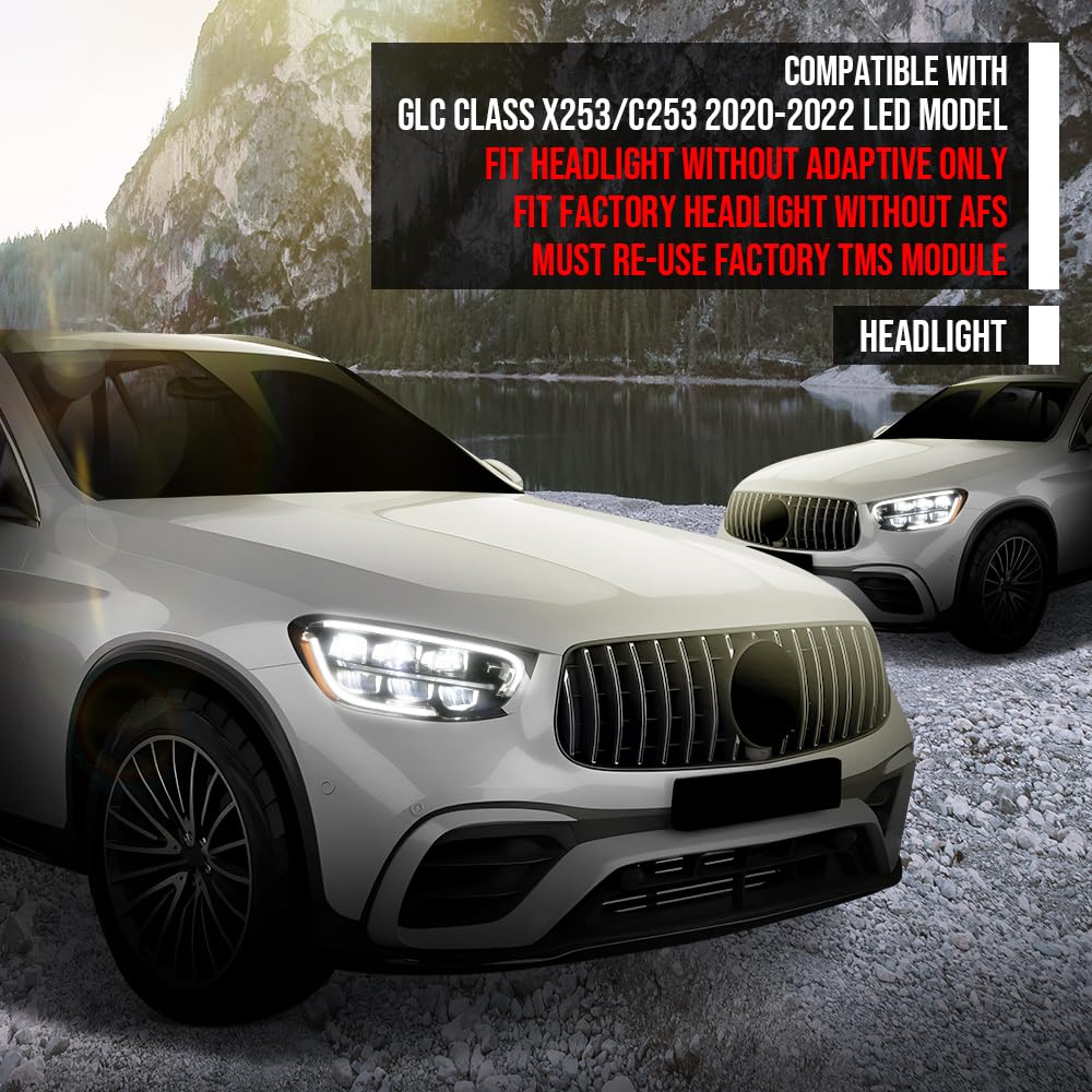 G-PLUS LED Headlight Front Right Side Compatible with Benz GLC Class X253/C253 2020 2021 2022 LED Model, Fit Headlight Without Adaptive Only 2539069203, MB2503262 Black