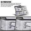 G-PLUS LED DRL Headlights, Compatible with 2003 2004 2005 2006 Chevy Silverado 1500/1500 HD/2500 HD/3500 Bumper Headlamps, Clear Lens Chrome Housing Clear Reflector