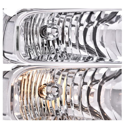 G-PLUS Headlights Assembly Compatible with Ford F250 F350 F450 F550 Super Duty 1999-2004, Fit Ford Excursion 2000-2004 Left & Right Headlamps Assembly, Clear Lens Chrome Housing Clear Reflector