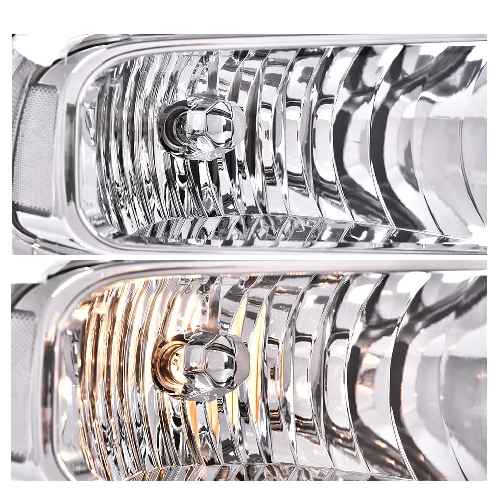 G-PLUS Headlights Compatible with Ford F250 F350 F450 F550 Super Duty 1999-2004 Truck Excursion Conversion Clear Lens Chrome Housing Clear ReflectorBumper Headlamps,faros delanteros