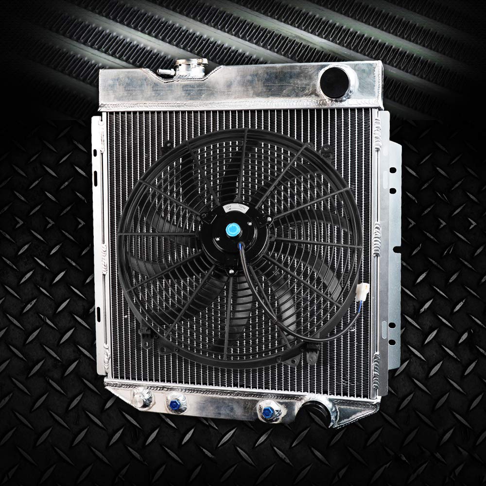 62mm Aluminum Radiator Compatible For FORD MUSTANG/SHELBY V8 L6 MT/AT 64-66 +1 * 16" Fan