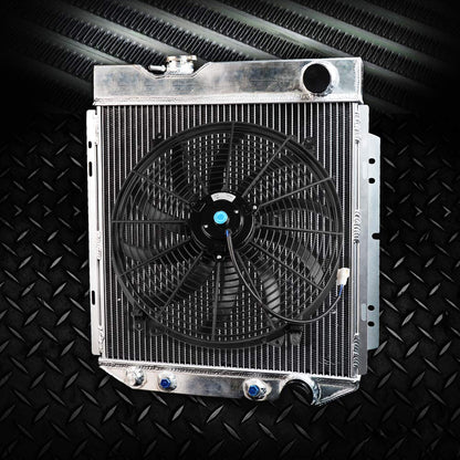 62mm Aluminum Radiator Compatible For FORD MUSTANG/SHELBY V8 L6 MT/AT 64-66 +1 * 16" Fan