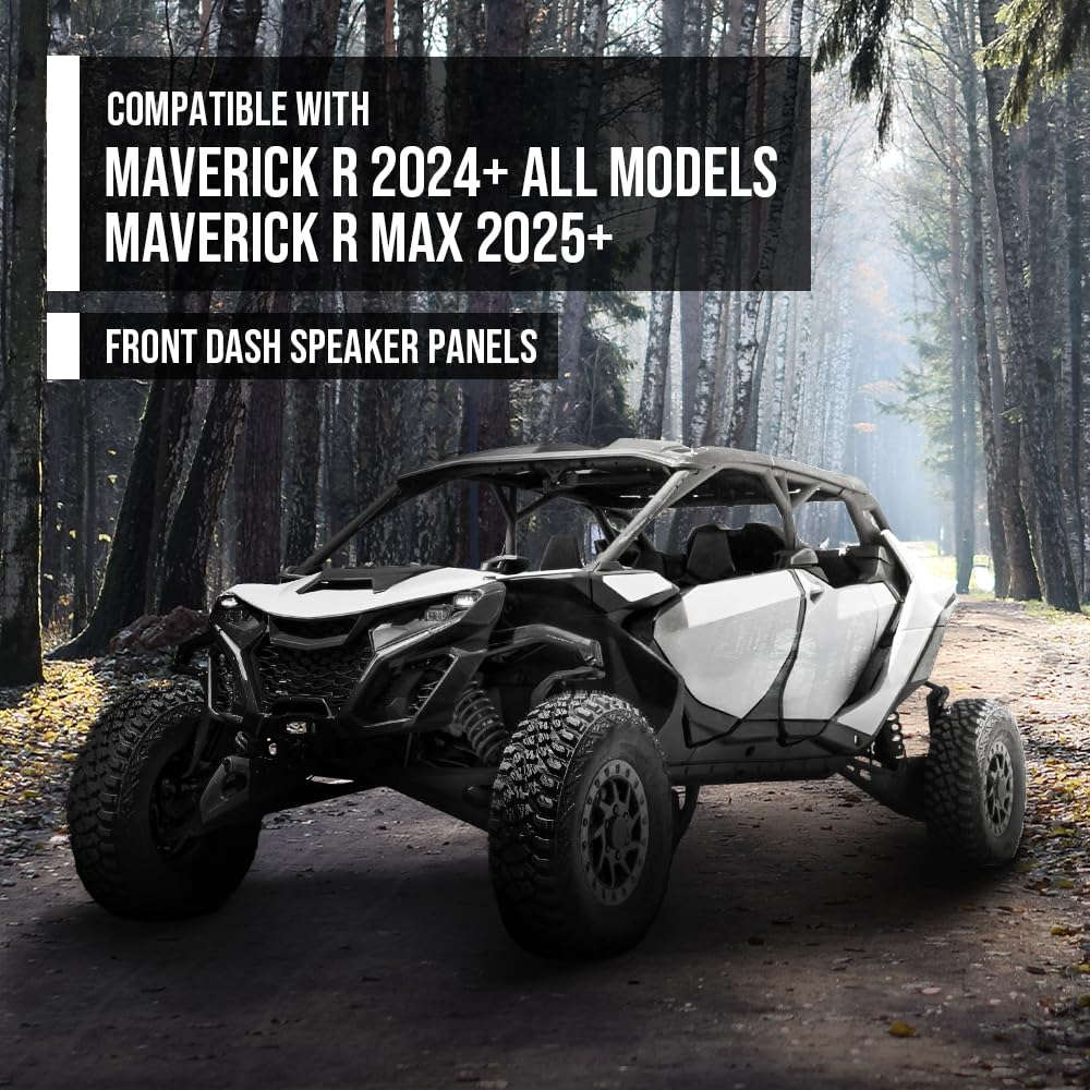 G-PLUS Front Dash 6.5" Speaker Panels Unloaded Panel Compatible with Can-Am Maverick R 2024+ All Models Fit Can-Am Maverick R Max 2025+ Black