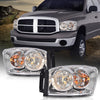 G-PLUS Headlights w/Bulbs Compatible with Dodge Ram 1500 2006-2008/Fit Dodge Ram 2500 3500 2006-2009,Clear Lens Chrome Housing Clear Reflector Left & Right Bumper Headlamps Assembly