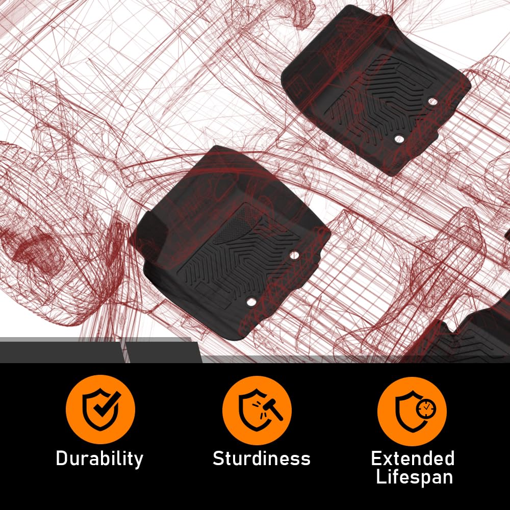 G-PLUS Floor Mats Compatible with Dodge Ram 1500 1994-2001/Fit Dodge Ram 2500 3500 1994-2002 1st Row Floor Liner TPE All Weather Custom Fit Protection Floor Cargo Liners Black 2PCS