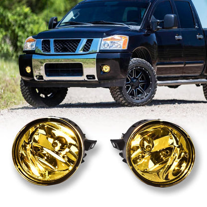 G-PLUS Bumper Fog Lights Compatible with 2004-2015 Nissan Titan/Fit 2005-2007 Nissan Armada Driving Fog Lamps w/Bulbs Left and Right Side neblineros para autos delantero faros antiniebla Yellow