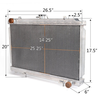 52mm Aluminum Racing Cooling Radiator Stop Leak Replacement For NISSAN 240SX SILVIA S14 S15 SR20/SR20DET MT 1995 1996 1997 1998
