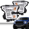 G-PLUS Headlights Compatible with Ford F150 2015-2017 Headlamps Pair Driver Passenger Side Clear Lens Chrome Housing Amber Reflector,faros delanteros