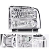 G-PLUS Headlights Compatible with Ford F250 F350 F450 F550 Super Duty 1999-2004 Truck Excursion Conversion Clear Lens Chrome Housing Clear ReflectorBumper Headlamps,faros delanteros