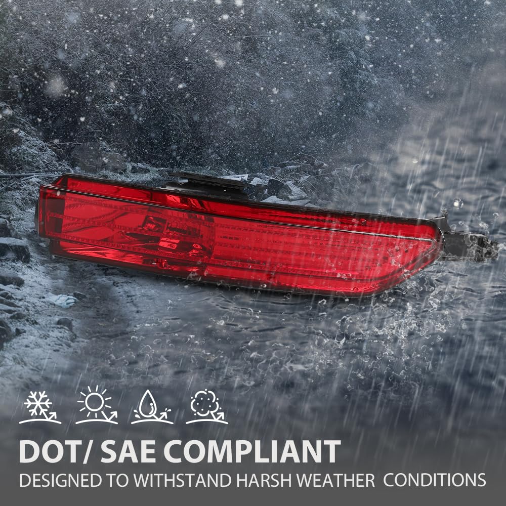 G-PLUS Right Rear Fog Lamp Bumper Cover Reflector Compatible with VW Touareg 2011-2014 7P6945702D Red