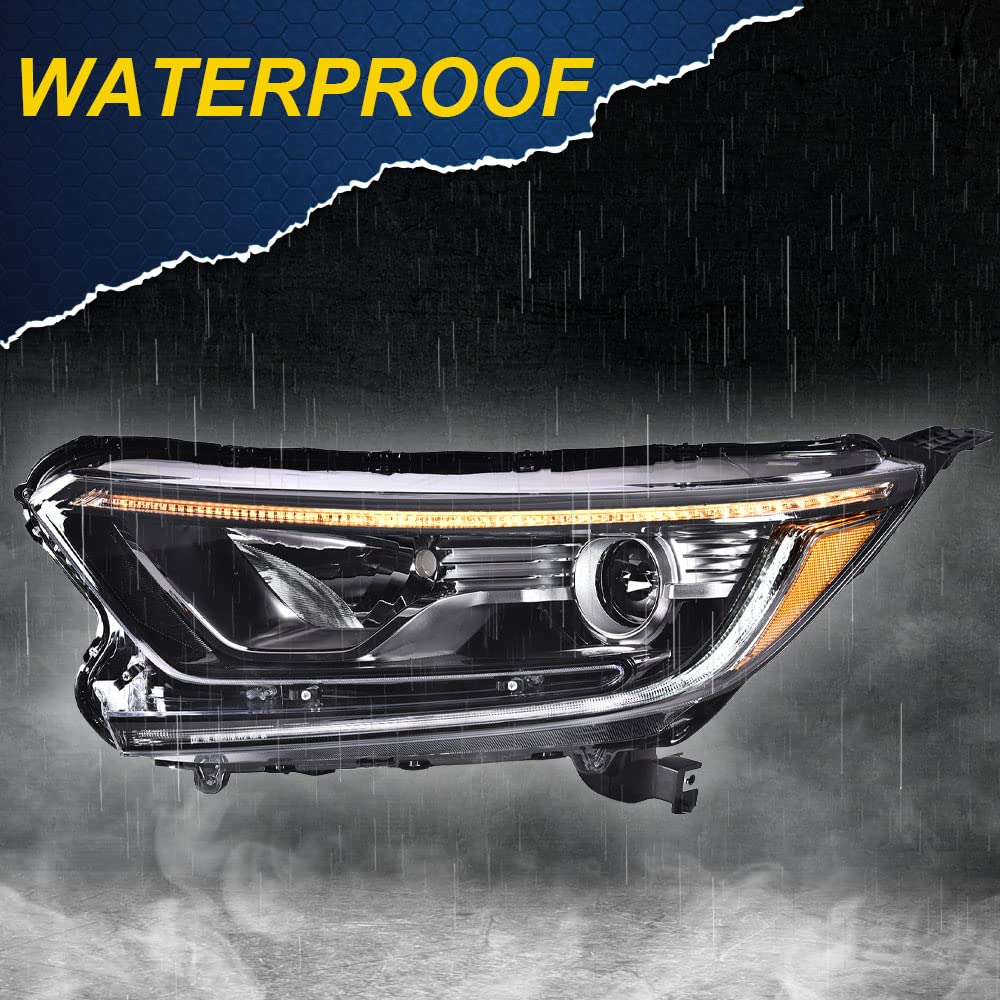 G-PLUS Headlights Assembly, Compatible with 2017 2018 2019 Honda CRV CR-V Left Bumper Headlamp, Clear Lens Black Housing Amber ReflectorBumper Headlamps,faros delanteros