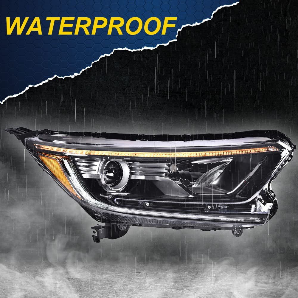 G-PLUS Headlights Assembly, Compatible with 2017 2018 2019 Honda CRV CR-V Right Bumper Headlamp, Clear Lens Black Housing Amber ReflectorBumper Headlamps,faros delanteros