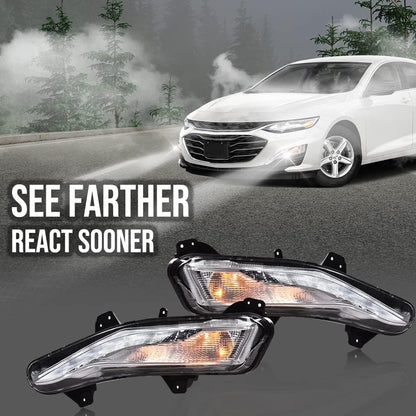 G-PLUS Front Bumper Turn Signal Lights LED DRL Fog Lamps Compatible with Chevy Malibu 2019 2020 2021 2022 84575553 84575552 Right Passenger Side Fog Lamp Bumper Turn Signal Light