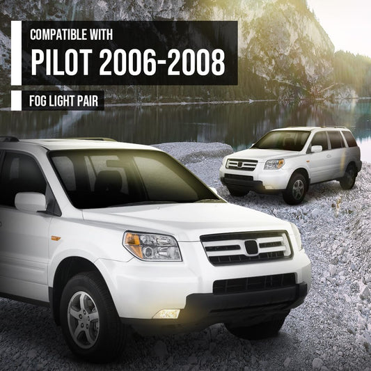 G-PLUS Pair Fog Lights Bumper Driving Lamps Left+Right Compatible with Honda Pilot 2006 2007 2008 33951S9VA11, 33901S9VA11 White