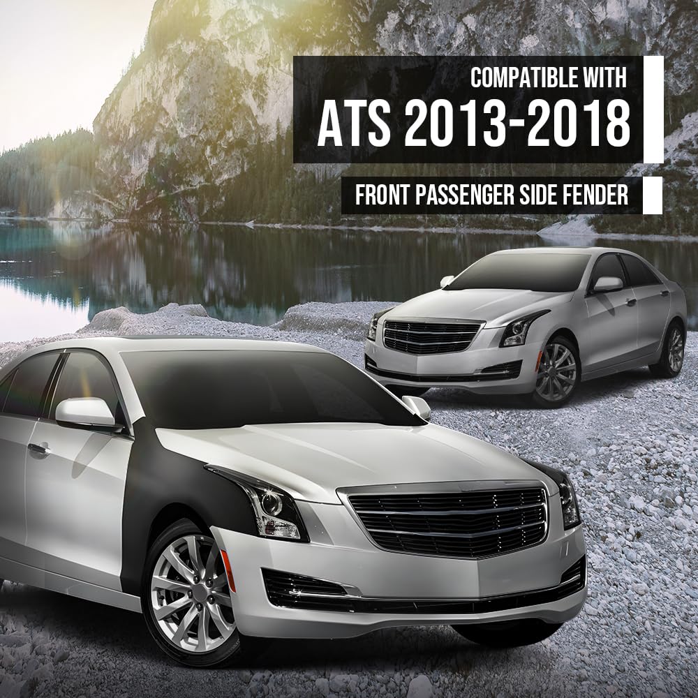 G-PLUS Front Passenger Right Fender Compatible with Cadillac ATS Sedan 2013-2018 84110676, GM1241380 Black