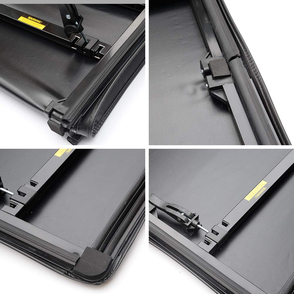 G-PLUS Black Lock Truck Bed Tonneau Cover 4-Fold 5.5FT Compatible with 2009 2010 2011 2012 2013 2014 Ford F150 Black