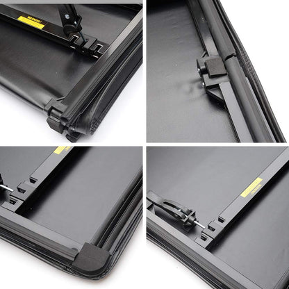 G-PLUS Black Lock Truck Bed Tonneau Cover 4-Fold 5.5FT Compatible with 2009 2010 2011 2012 2013 2014 Ford F150 Black