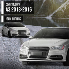 G-PLUS Headlight Lens Cover for Audi A3 2013-2016 Left Clear Front View