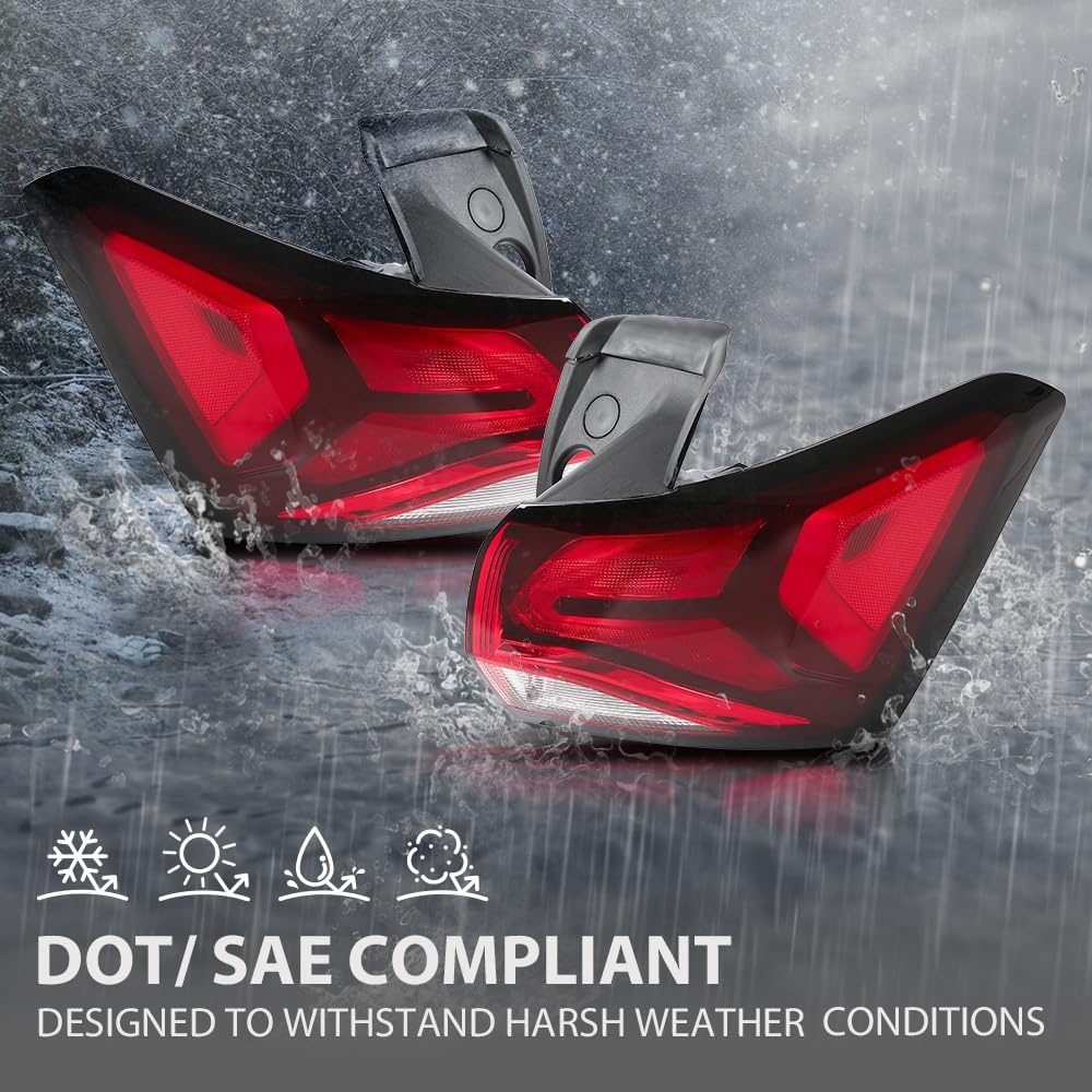G-PLUS Outer Left+Right Side Tail Light Assembly Rear Brake Lamp Taillight Pair Compatible with Chevy Equinox 2022-2024 85608640, 85132582 Red