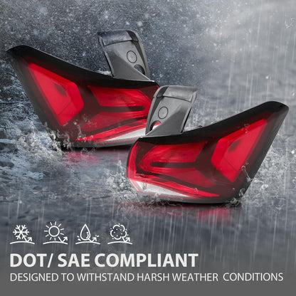 G-PLUS Outer Left+Right Side Tail Light Assembly Rear Brake Lamp Taillight Pair Compatible with Chevy Equinox 2022-2024 85608640, 85132582 Red