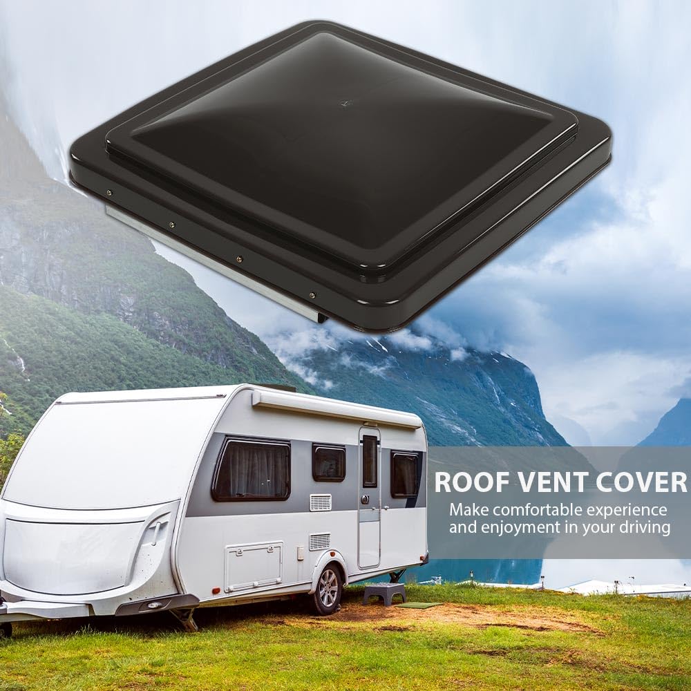 G-PLUS Replacement Roof Vent Cover Camper RV Trailer 14" x 14" Fit for Ventline pre-2008 and Elixir Style Pin 1994 and Newer Smoke 1pcs,Accessories is not assembled