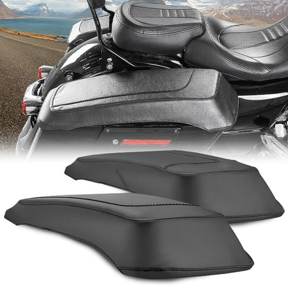 G-PLUS Pair Plain Hard Leather Saddlebag Speaker Lid Covers Fit 1993-2013 Touring Road King Electra Road Street Glide