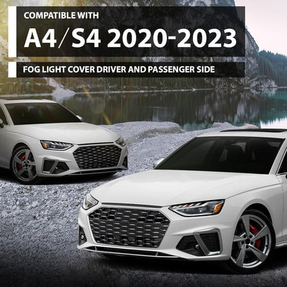 G-PLUS Pair Fog Light Cover Fog Lamp Grilles Cover, Compatible with Audi A4/S4 2020-2023, LH Driver & RH Passenger 2PCS