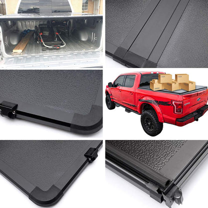 G-PLUS T3 Tri Fold Hard Top Truck Bed Tonneau Cover Compatible with 2016-2021 Toyota Tacoma | 5' Extra Short Bed Black