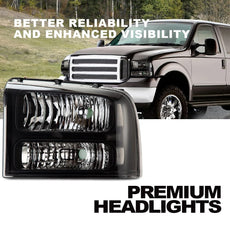 G-PLUS Headlights Assembly for Ford F250 F350 Super Duty 2005-2007 Clear Black Product Image