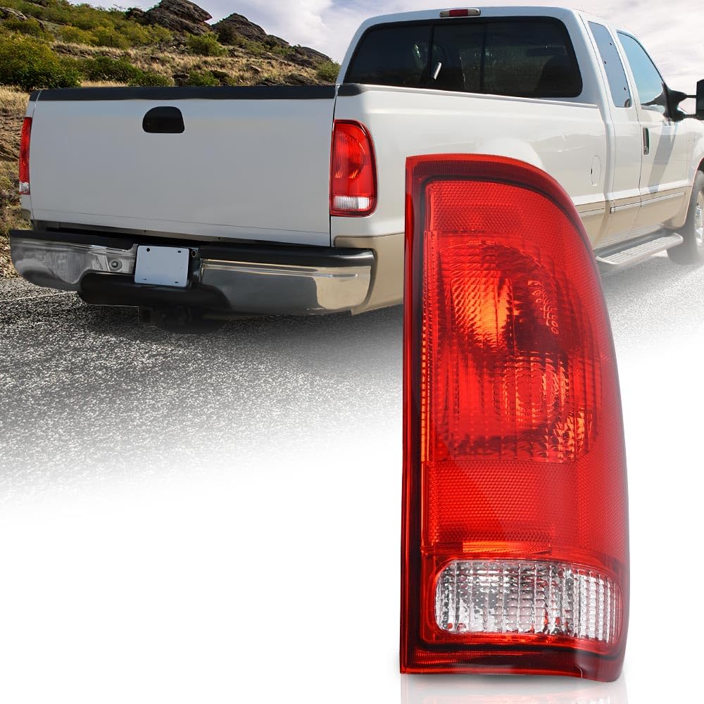 G-PLUS Red Tail Light w/o Bulbs & Wire Harness Passenger Side Compatible with Ford F150 Stepside 1997-2004/Fit F250 F350 F450 F550 Super Duty 1999-2007 F85Z13404CA, FO2801117 FO2800117 Red