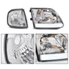 G-PLUS LED DRL Headlights & Corner Parking Lights Compatible with Ford Expedition 1997-2002/Fit Ford F150 1998-2003 Bumper Headlamps Left & Right Clear Lens Chrome Housing Clear Reflector