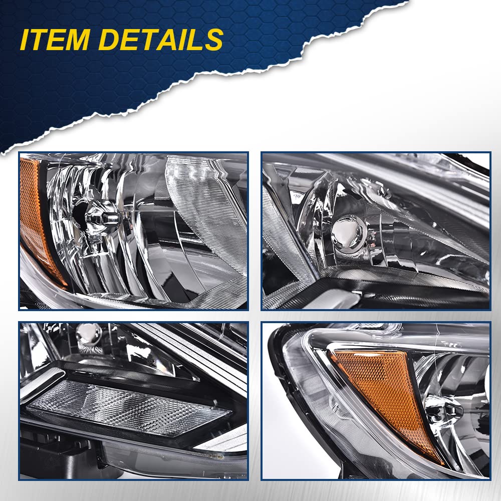 G-PLUS Headlights Assembly Fit 2016-2018 Nissan Sentra 4-Door Sedan S SL SR SV, (ONLY For Factory Halogen Models),Headlamps Black Housing, Passenger Side (Right),faros delanteros