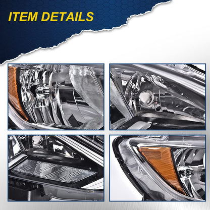 G-PLUS Headlights Assembly Fit 2016-2018 Nissan Sentra 4-Door Sedan S SL SR SV, (ONLY For Factory Halogen Models),Headlamps Black Housing, Passenger Side (Right),faros delanteros